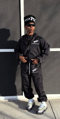 Black Windbreaker Set