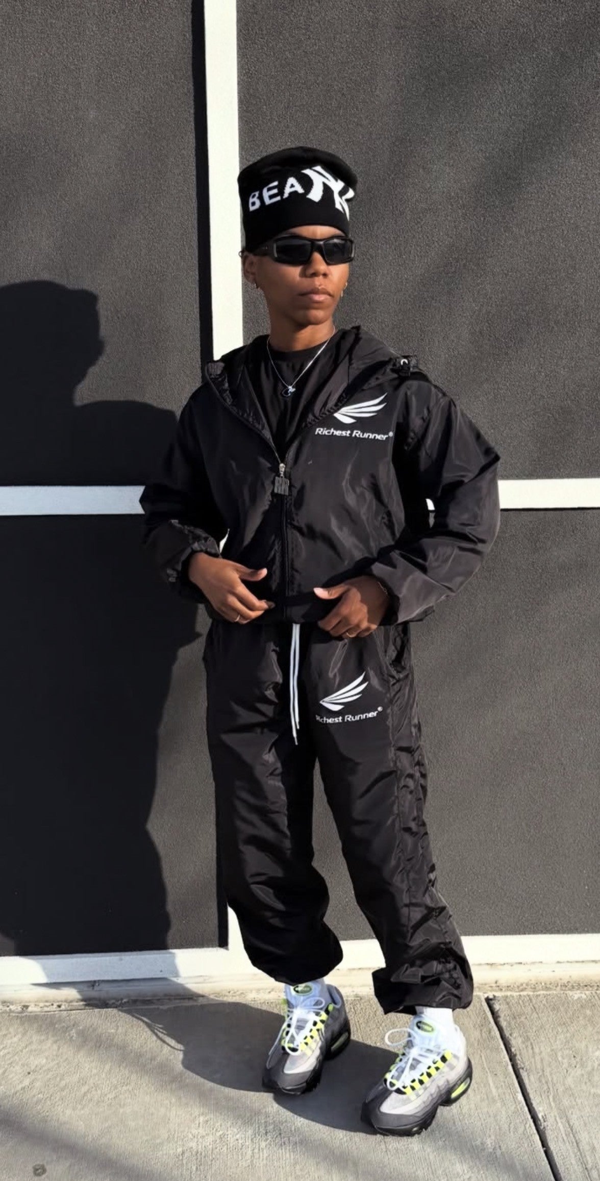 Black Windbreaker Set