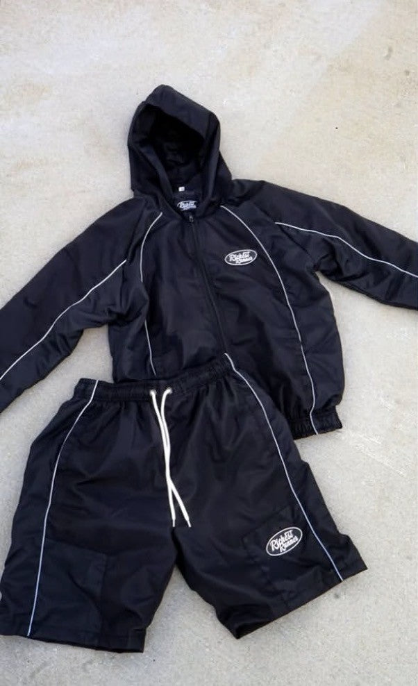 Black And White Windbreaker Short Set